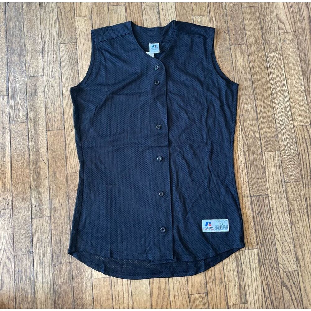 Russell Customizable Blank Black Jersey Sleeveless Small Juniors Women’s New